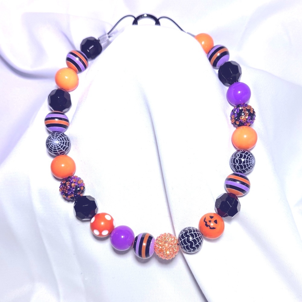 Halloween Themed Dog Puppy Collar - Orange, Black, Purple, Durable 20” Jewelry